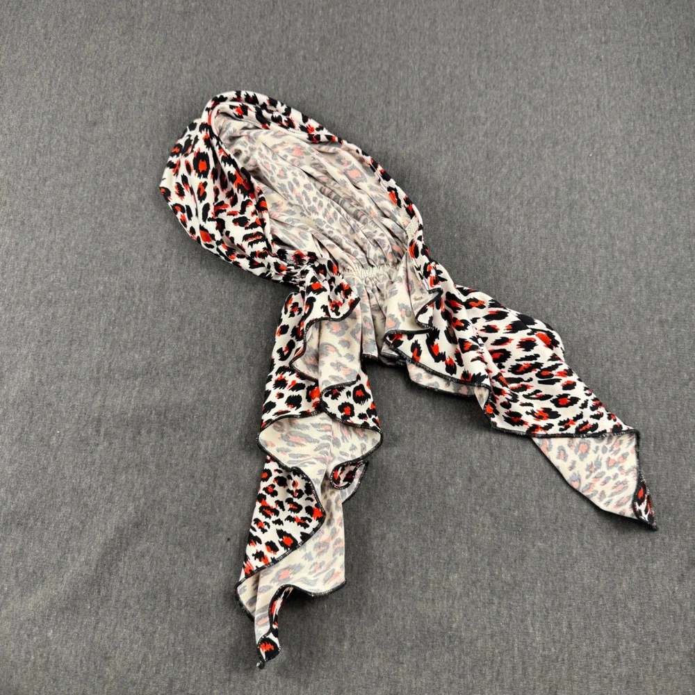 Red Leopard Print Head Wrap‎ Scarf Pre-Tied Turban Headband Women Accessory